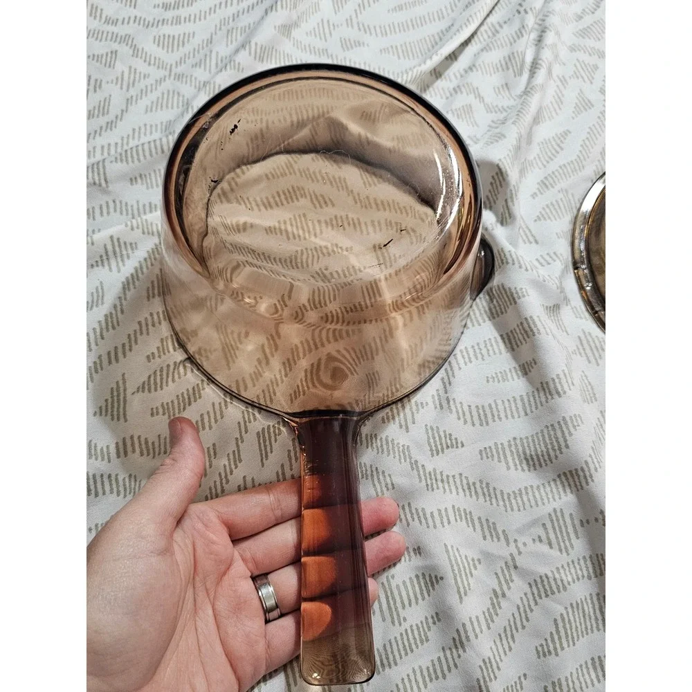 Vision Corning Amber Glass 1L Saucepan with Lid V-1.5-C Made in USA Vintage